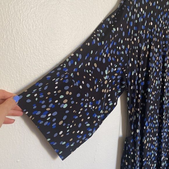 & Other Stories Navy Midi Dress w/ Multicolor Polka Dots and Wrap Waist Size 8 - Picture 7 of 14